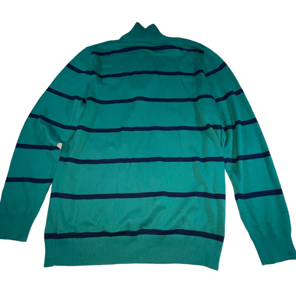 Old Navy 1/4 Zip Green Striped Mock Neck Lightweight Sweater - Men’s Large - Picture 7 of 12